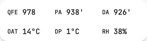 QFE, PA, DA, OAT, DP, RH
